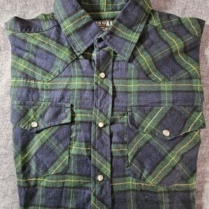 Blue and Green Plaid Men's Shirt